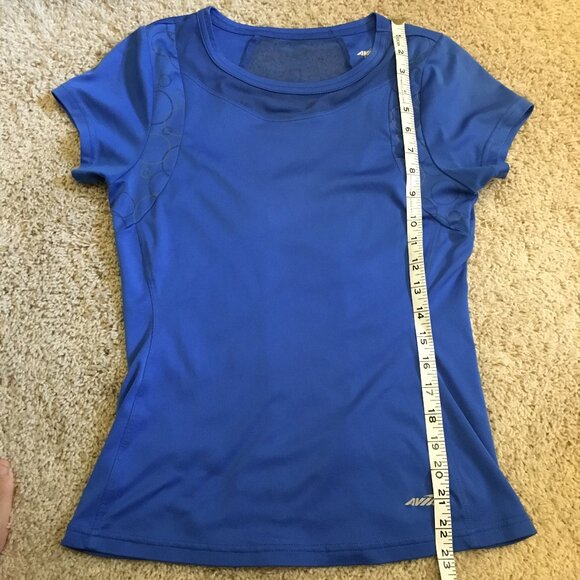 Avia Sleek Blue Bubble Print + Mesh Workout Tee - Picture 15 of 16